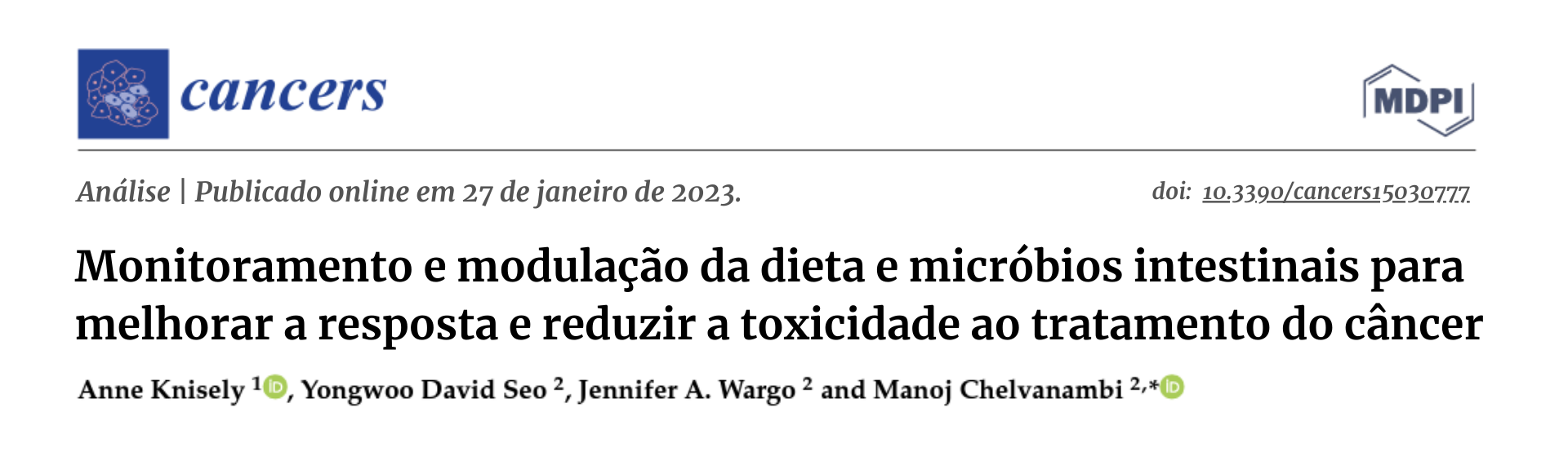 Artigo científico sobre nutrição e imunidade